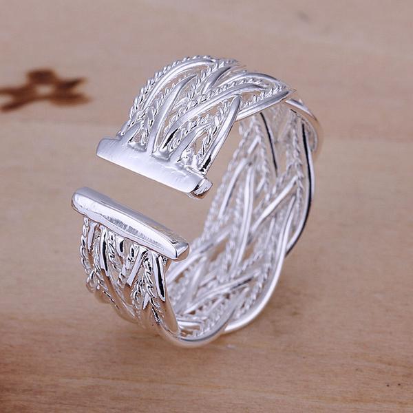 Adjustable 925 Stamp Silver color Rings For Women Fashion Retro Wedding Engagement Party Gifts charm lady high quality Jewelry