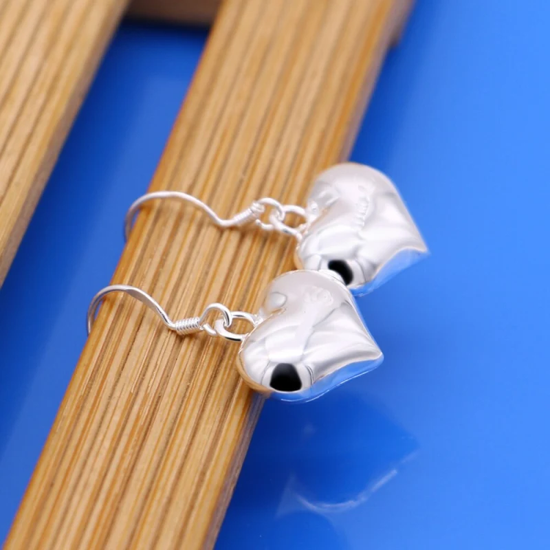 New charm 925 Stamp Silver color Romantic heart pendant necklaces earrings for women fashion wedding engagement Jewelry Sets