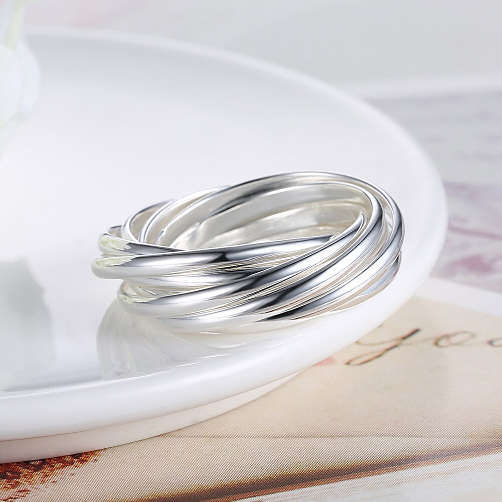 Charm 925 Stamp Silver color Nine Circles Rings For Women Fashion Folk-Custom Wedding Engagement Party Gifts lady fine Jewelry