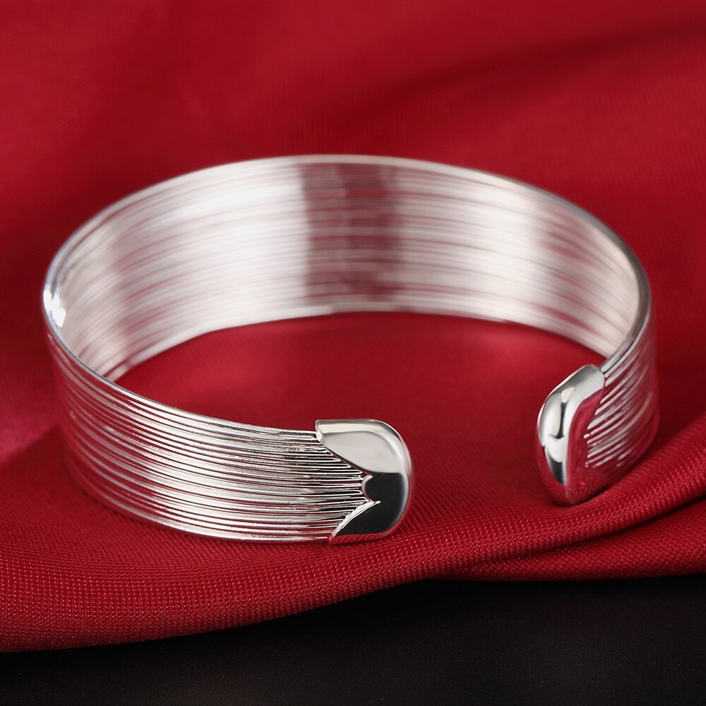 Adjustable Retro Multi-line bangle 925 Stamp Silver color earrings rings Bracelet Jewelry set women fine Fashion Party gift