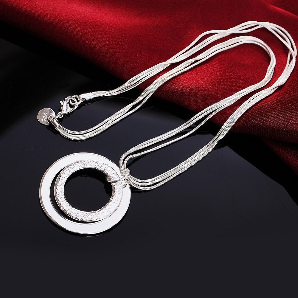 Charm 925 Stamp Silver color necklaces for Women Classic fashion Jewelry 18 Inches Chain circle pendant Party Christmas Gifts