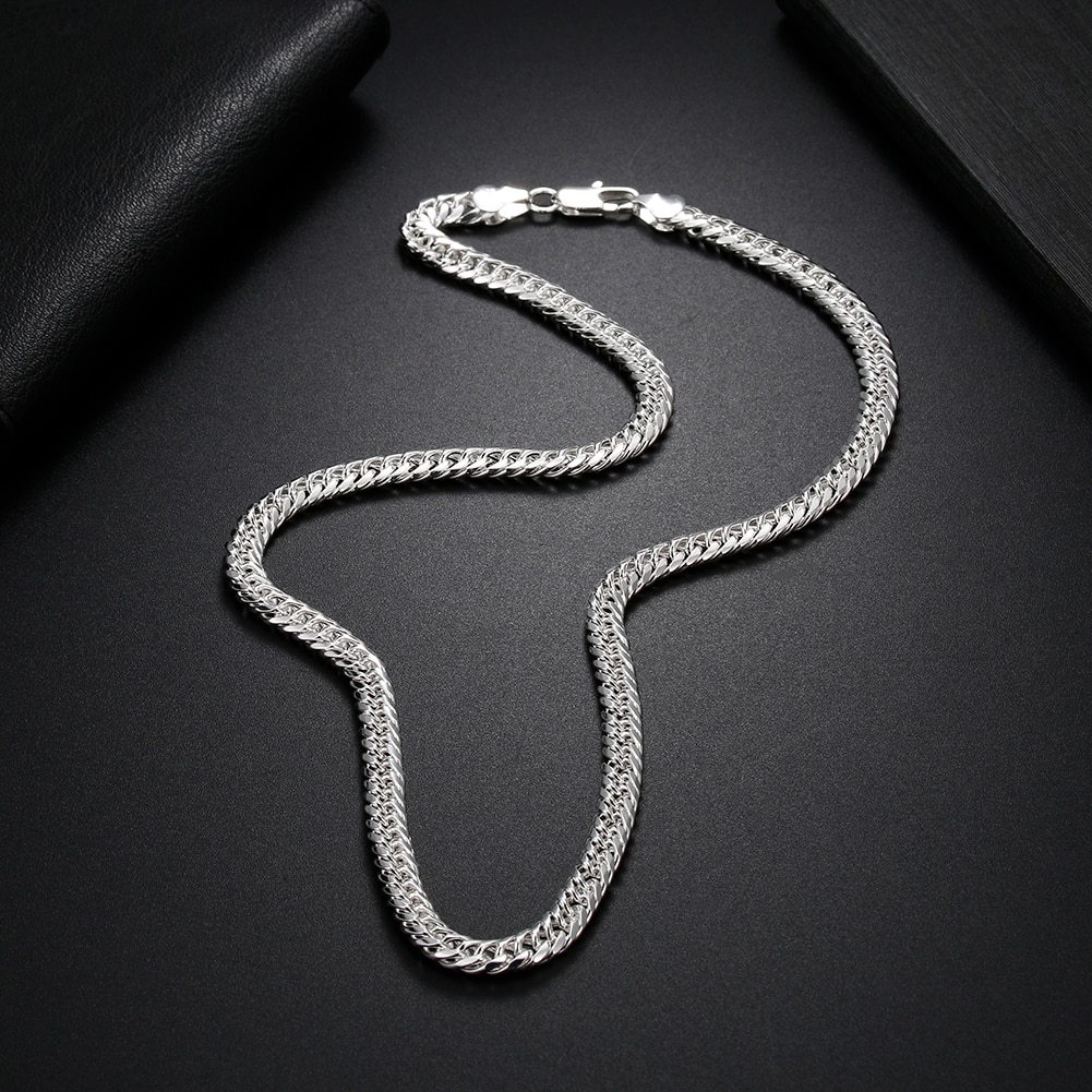 New 925 Stamp Silver color fine 6MM geometry chain Necklace for Men's Women Luxury Fashion Party Wedding Jewelry Christmas Gifts