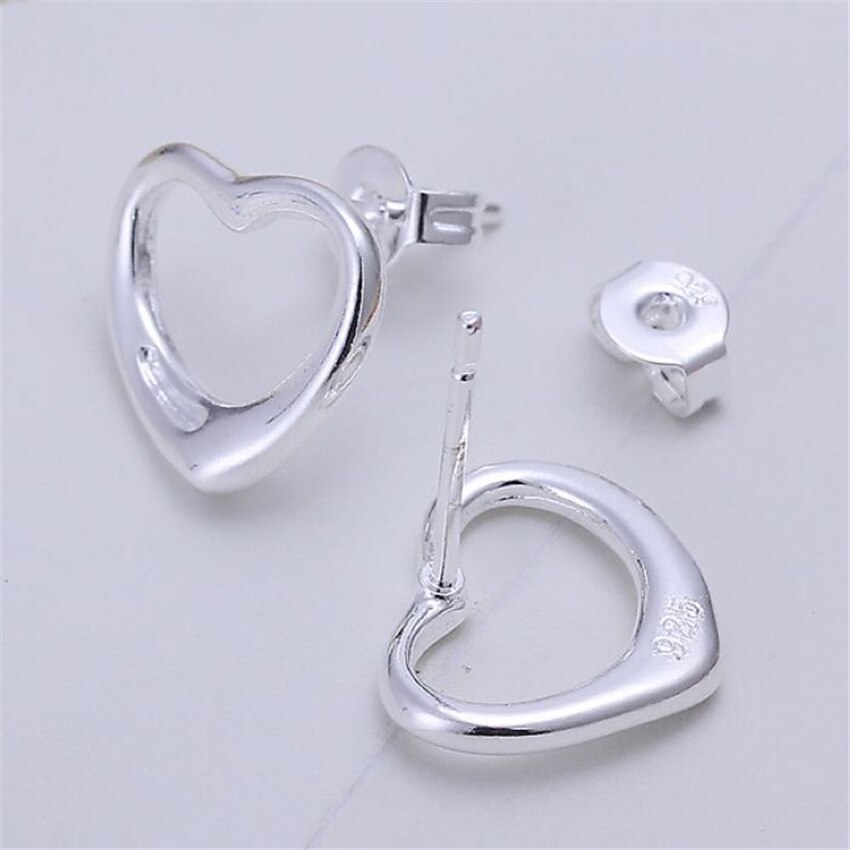 Hot 925 Stamp Silver color Earrings for Women temperament Exquisite heart Ear studs Christmas Gifts Street all-match Jewelry