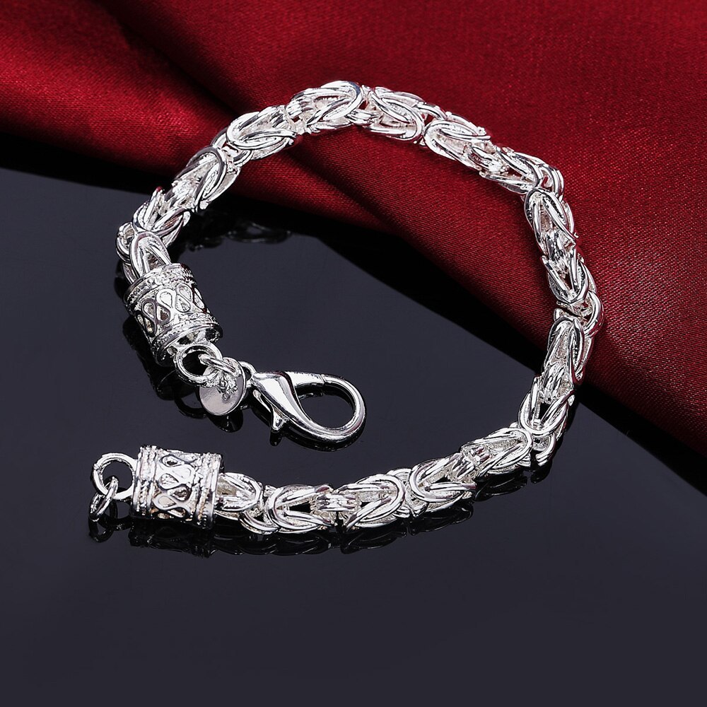 Hot charm 925 Stamp Silver color Bracelet for woman man 8 inches chain Wedding party Christmas Gifts fashion Jewelry
