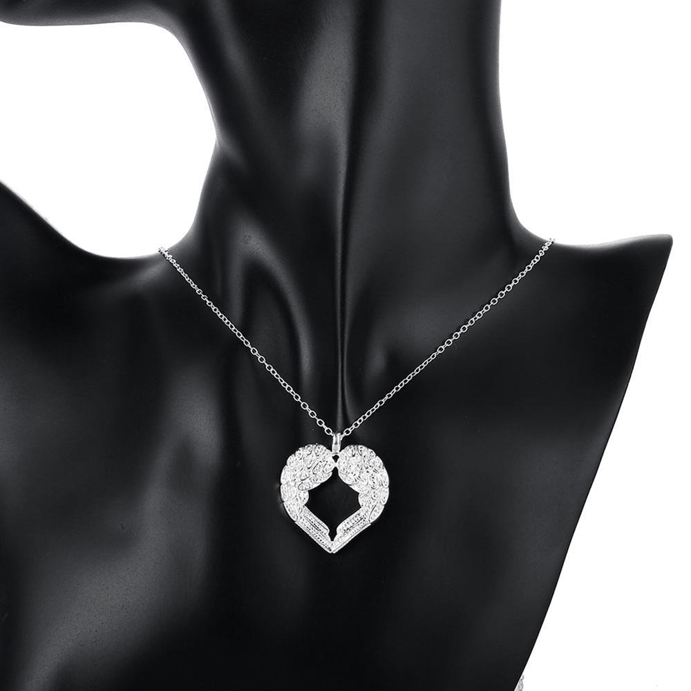 New fashion 925 Stamp Silver color Necklace For Women Jewelry Angel wings heart Pendant Christmas gifts party Wedding