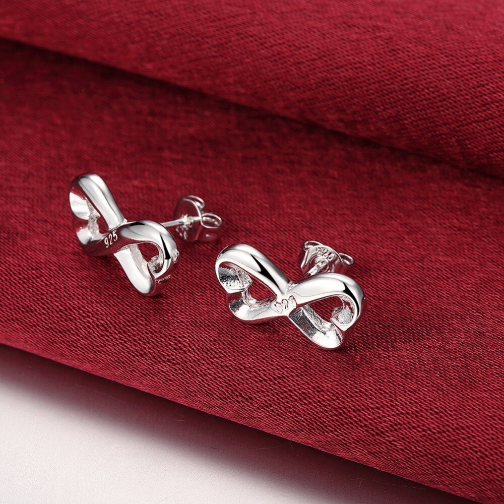 Hot 925 Stamp Silver color Jewelry set for women 8-shaped heart pendant Bracelet necklace earring stud Fashion Party Gift