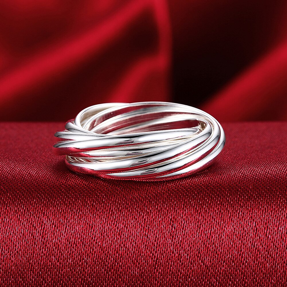 Charm 925 Stamp Silver color Nine Circles Rings For Women Fashion Folk-Custom Wedding Engagement Party Gifts lady fine Jewelry