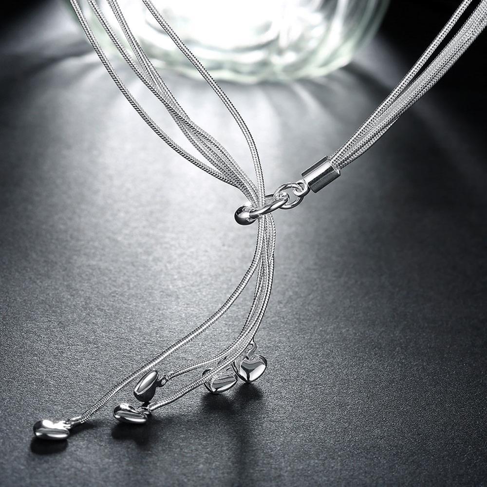 Hot sale 925 Stamp Silver color Necklace for women fine Jewelry Wild charm five heart fashion wedding party Christmas gifts