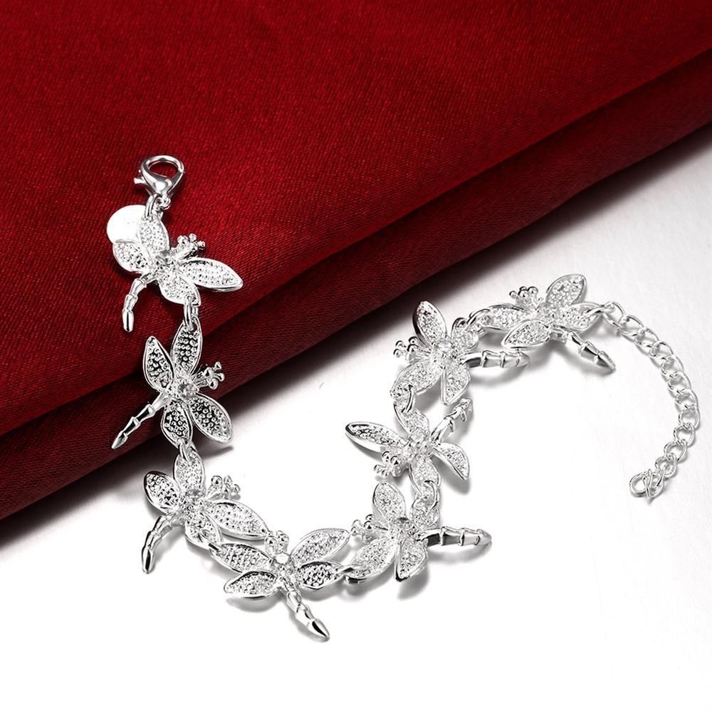 Hot sale fashion 925 Stamp Silver color Bracelet for woman fine crystal Dragonfly chain Wedding party Christmas Gifts Jewelry