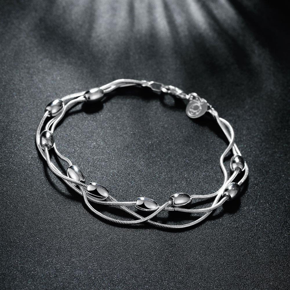 Factory outlets fashion 925 Stamp Silver color Bracelet for woman beautiful beads chain fine Luxury jewelry Wedding party gifts