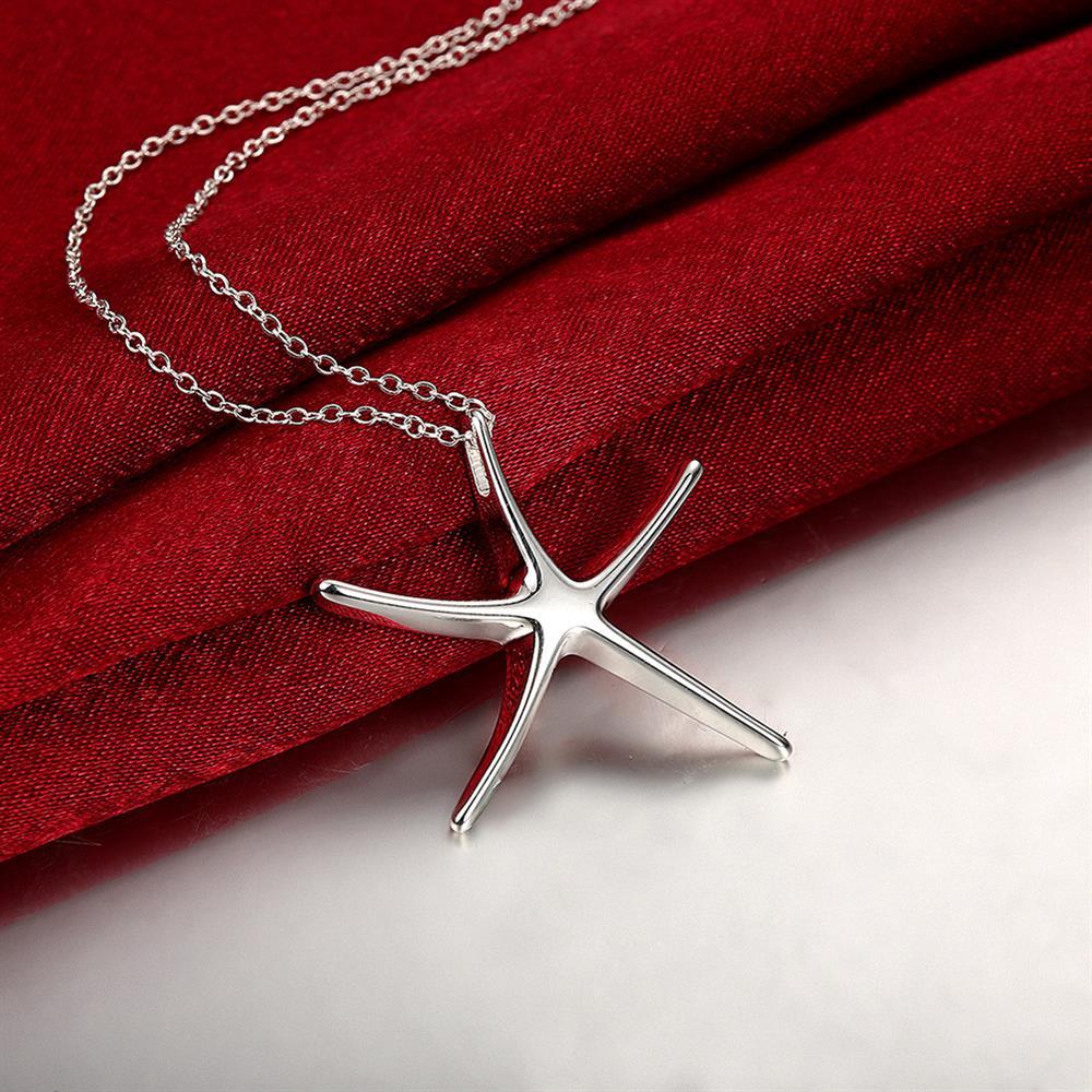 Special offer 925 Stamp Silver color Starfish Pendant Necklace For Women Christmas gift high quality Fashion party Jewelry