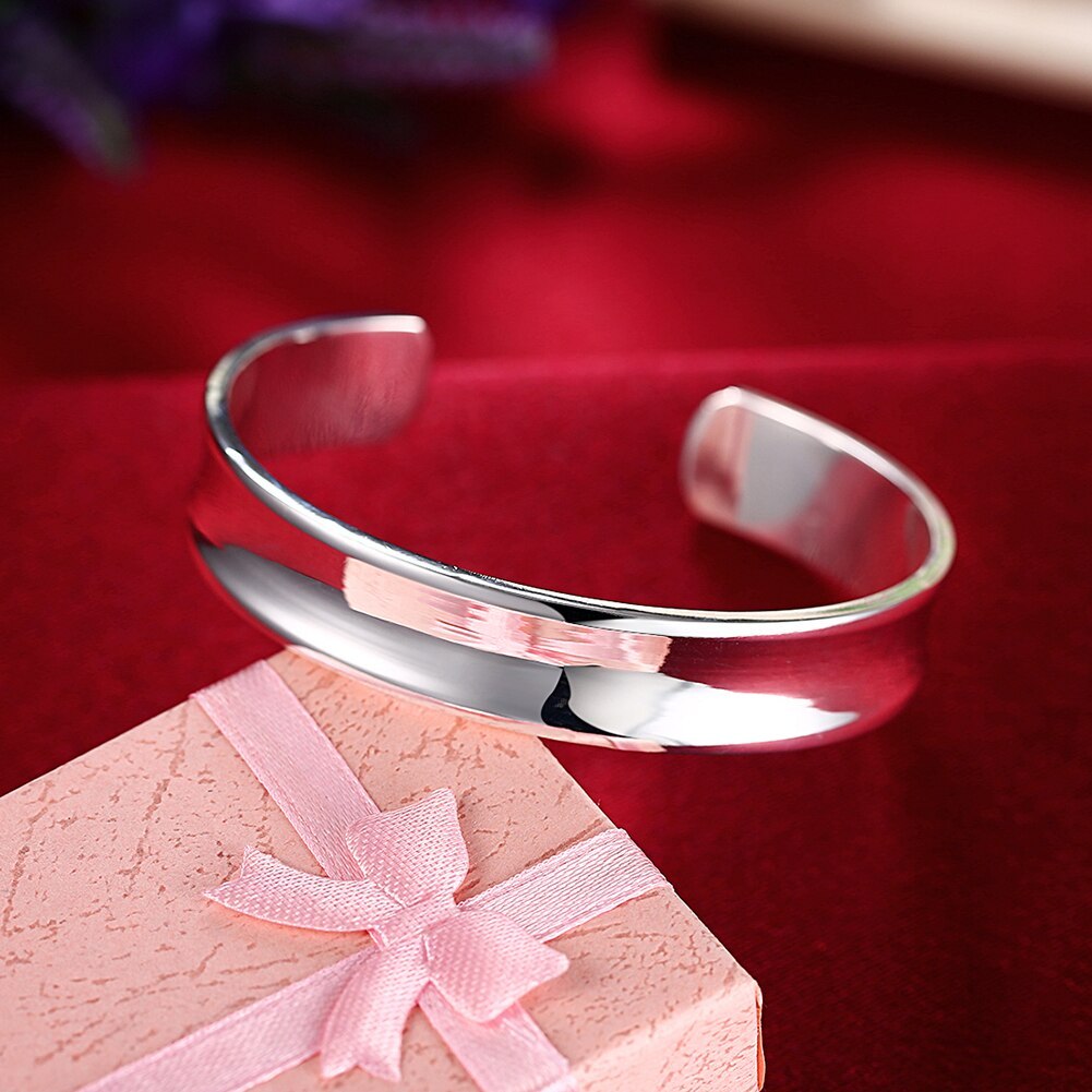 Hot new 925 Stamp Silver color elegants bangle Bracelets for Women adjustable fine Jewelry Fashion Wedding Party Christmas Gifts