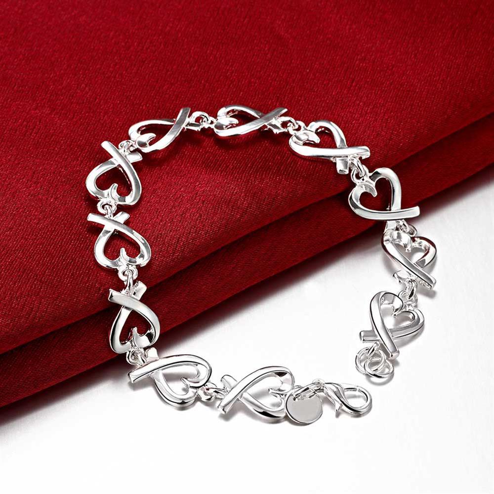 Special offer fashion 925 Stamp Silver color Bracelet for woman heart kelp chain jewelry Wedding party Christmas gifts