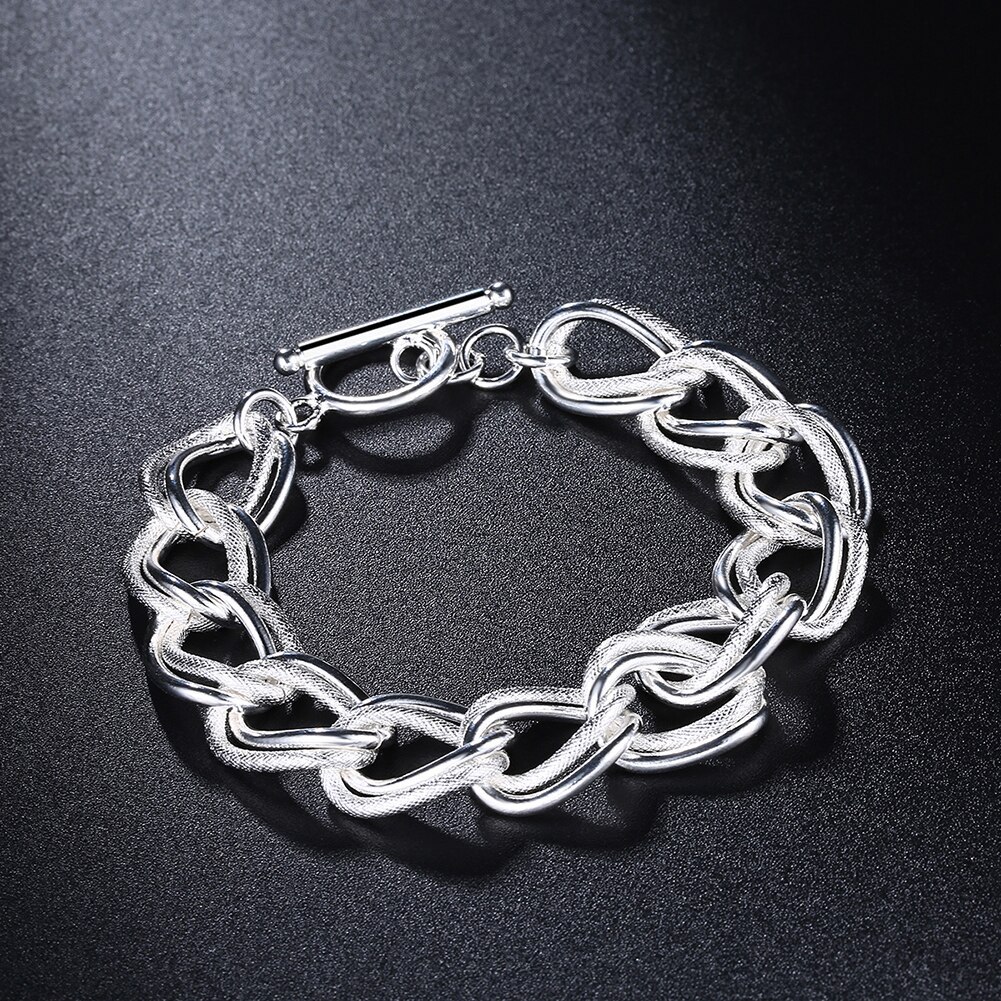 Charms 925 Stamp Silver color Double twist chain Bracelets For Women fashion luxury designer party Wedding Jewelry gifts