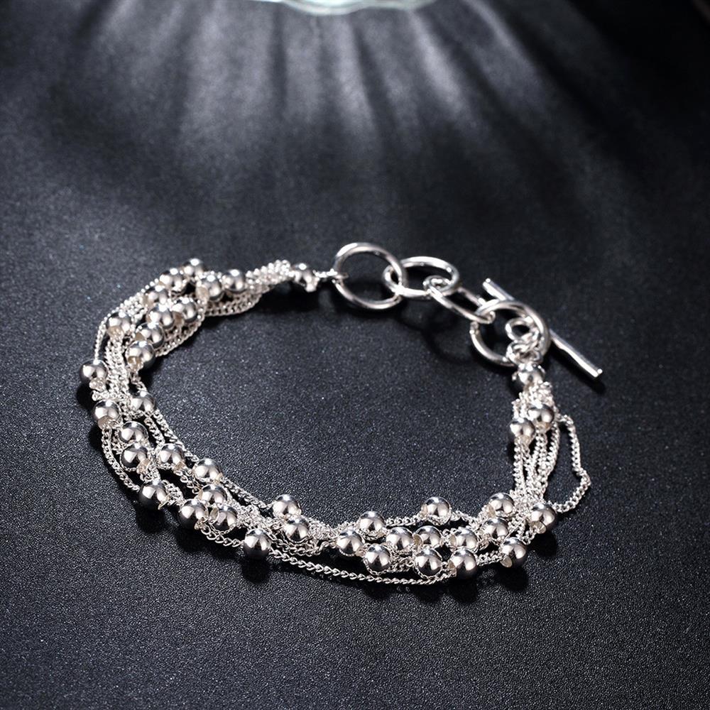 Hot charm 925 Stamp Silver color Bracelet for woman Five-line tassel beads chain Wedding party Christmas Gifts fashion Jewelry