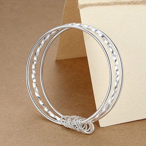 Special offer Hot new 925 Sterling Silver fine Three circles bangle for women Fashion Party wedding Jewelry Christmas gifts