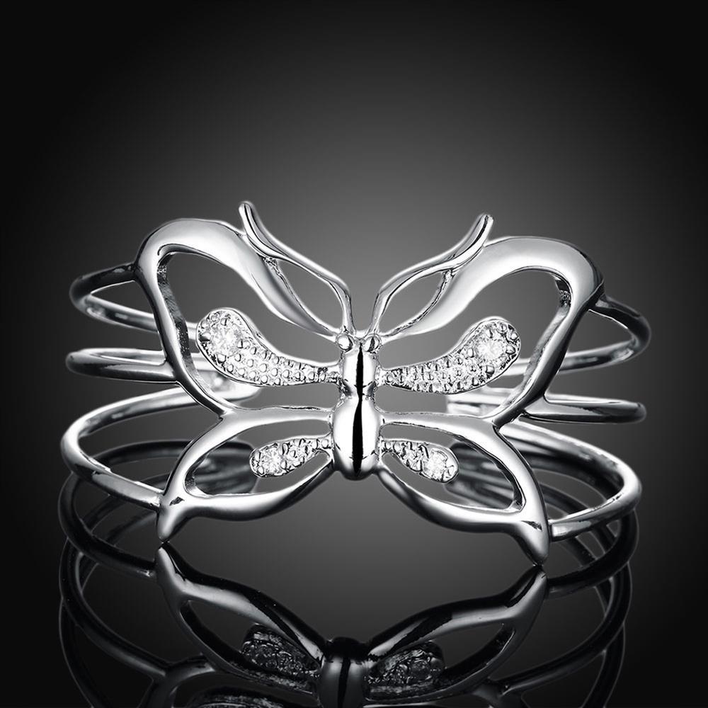 925 Stamp Silver color AAA Zircon big Butterfly wide bangles Bracelets for Women adjustable Jewelry Fashion wedding Party Gifts
