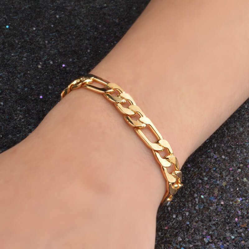 New 18K gold 925 Stamp Silver color Bracelets for Women men classic 8MM geometry Chain Fashion Party Christmas Gift fine Jewelry