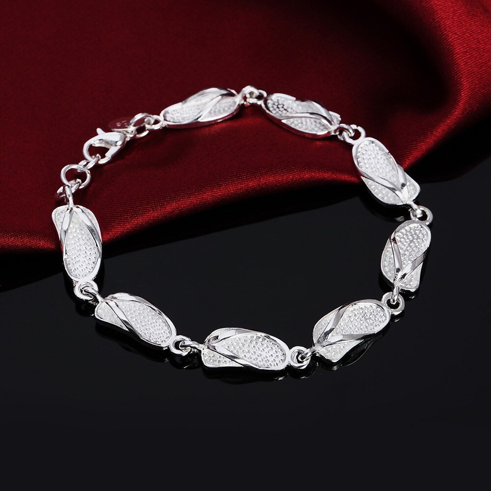 Hot sale fashion 925 Stamp Silver color Bracelet for woman fine slippers chain Wedding party Gifts Street all-match jewelry