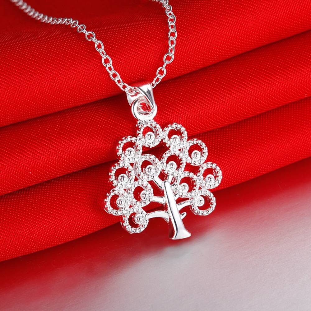 Special offer 925 Stamp Silver color charm tree pendant necklace earrings jewelry sets for women luxury Fashion party wedding