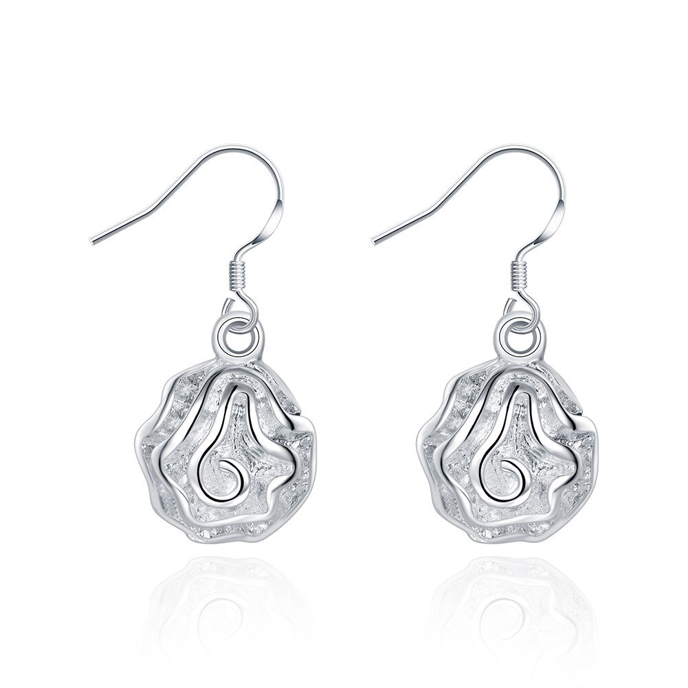 New 925 Stamp Silver color Earrings for Women Fashion Pretty Rose flower drop earring lady Valentine's Day Gifts classic Jewelry