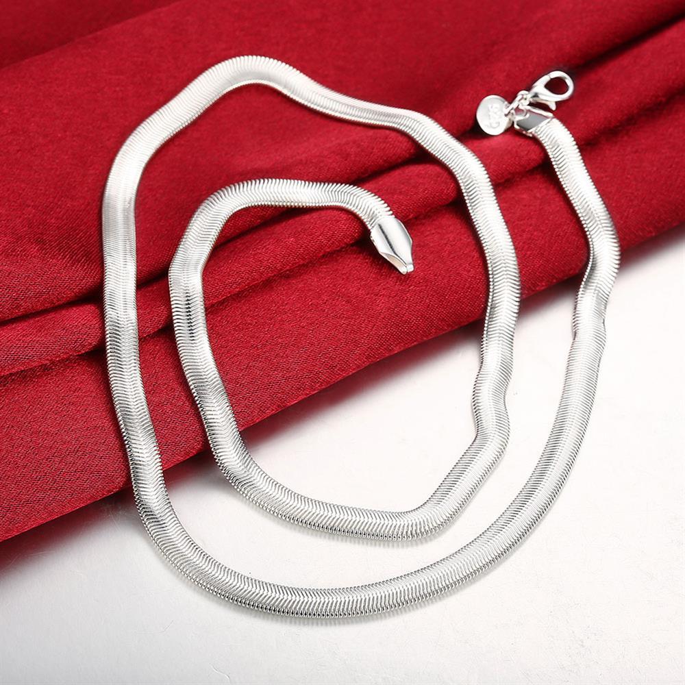 Special offer 925 Stamp Silver color 16-24 Inch 6MM Flat Snake Bone Chain Necklace Women or Men Wedding Fashion Jewelry Gifts