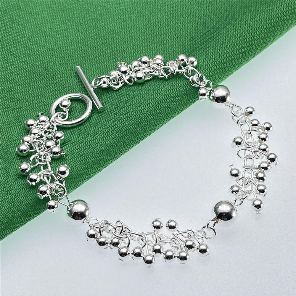 New high quality 925 Stamp Silver color Luxury Beads Bracelets for women fashion party Wedding engagement Original Jewelry gifts
