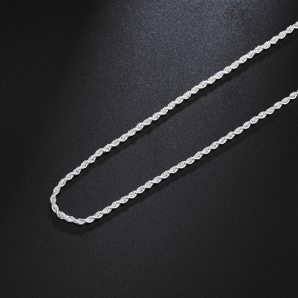Factory direct hot women Mens 925 Stamp Silver color 2MM Twisted Rope Chain Necklace 16/18/20/22/24 Inch Fashion Jewelry Gift