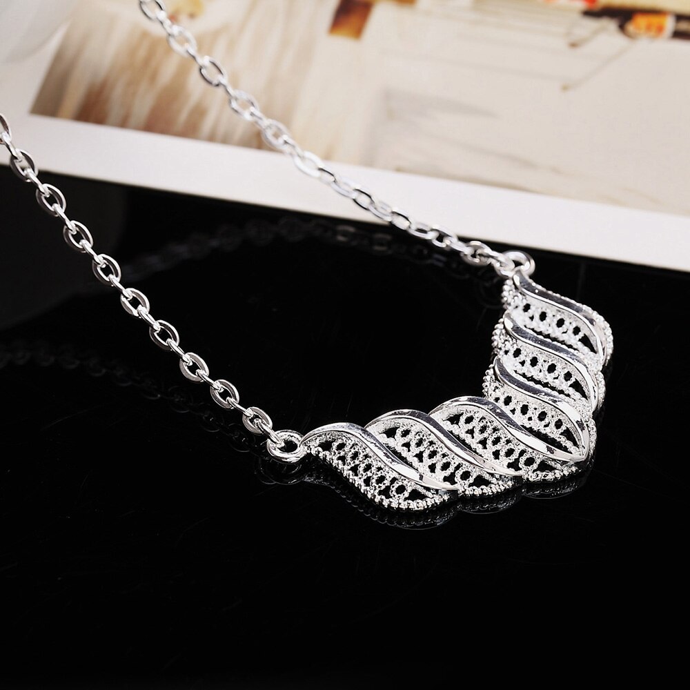 Christmas gifts 925 Stamp Silver color fine retro leaves necklace earrings luxury Jewelry sets for women fashion wedding party