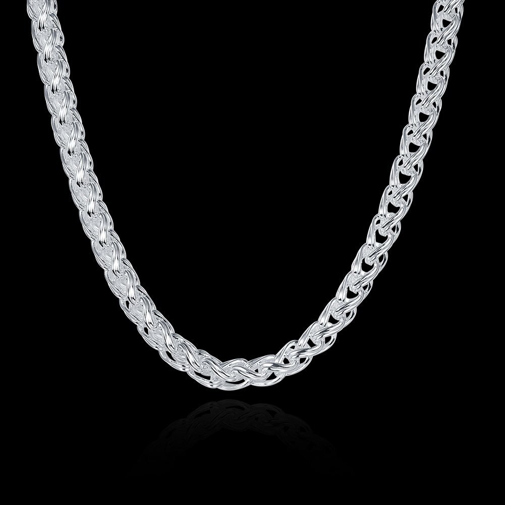 Classic 925 Stamp Silver color Necklaces for woman men 20 Inches Exquisite Simple twisted circle Fashion Jewelry Christmas Gifts