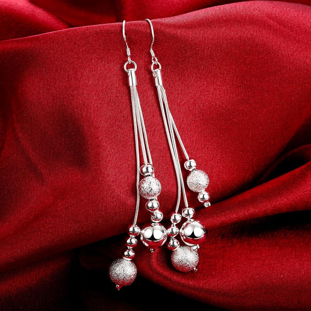 Christmas Gifts hot charm 925 Stamp Silver color necklace earrings Jewelry set for women Tassel Snake Chain Beads Fashion Party