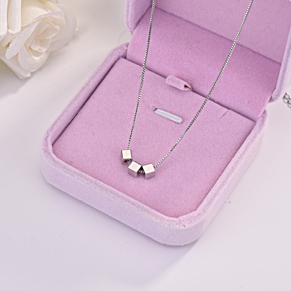 Korean fashion 925 Stamp Silver color fine Square bracelets neckalce for women Party wedding accessories designer jewelry sets