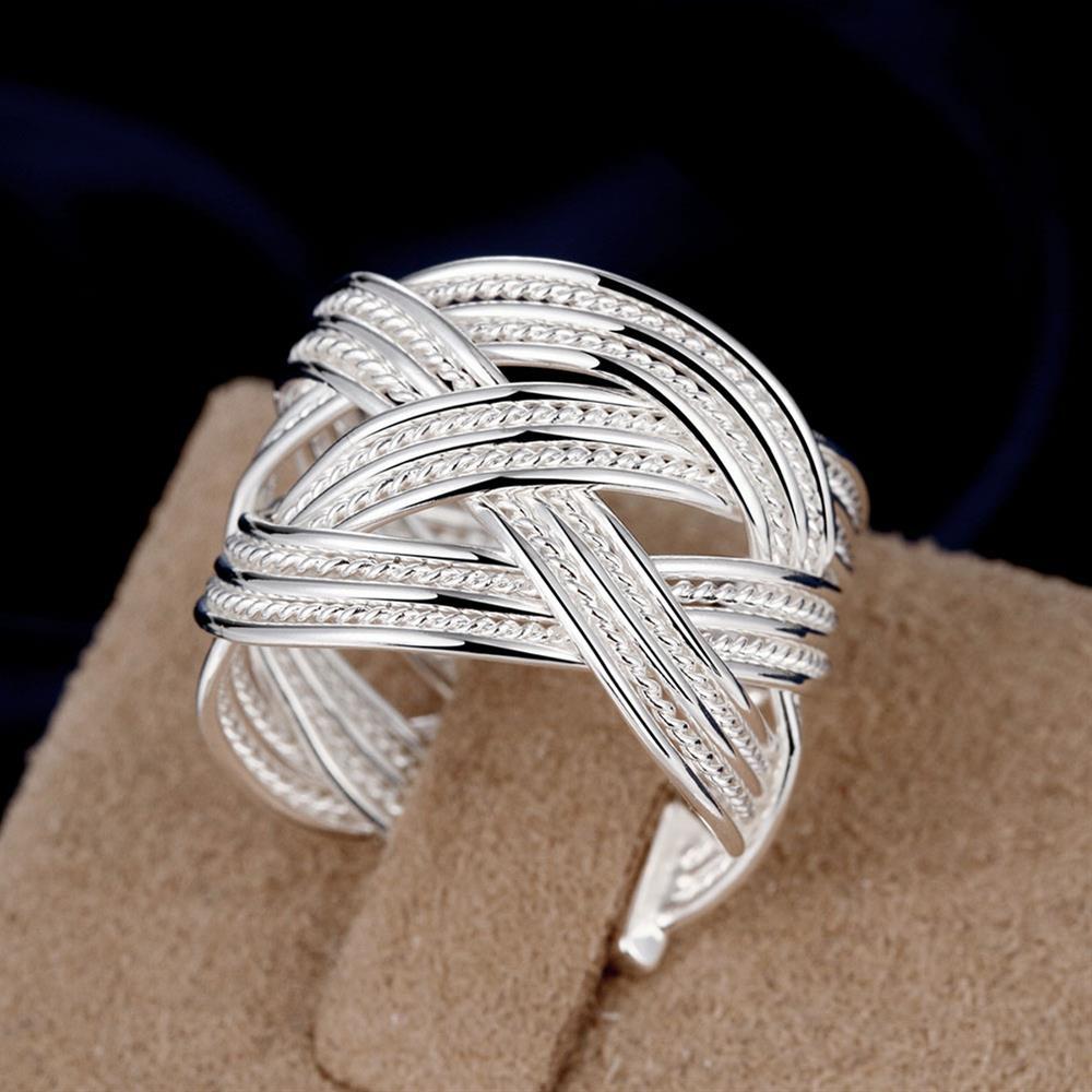 Retro 925 Stamp Silver color rings Bracelets Jewelry set fine wide Weave bangle adjustable Ethnic style Fashion Party gifts