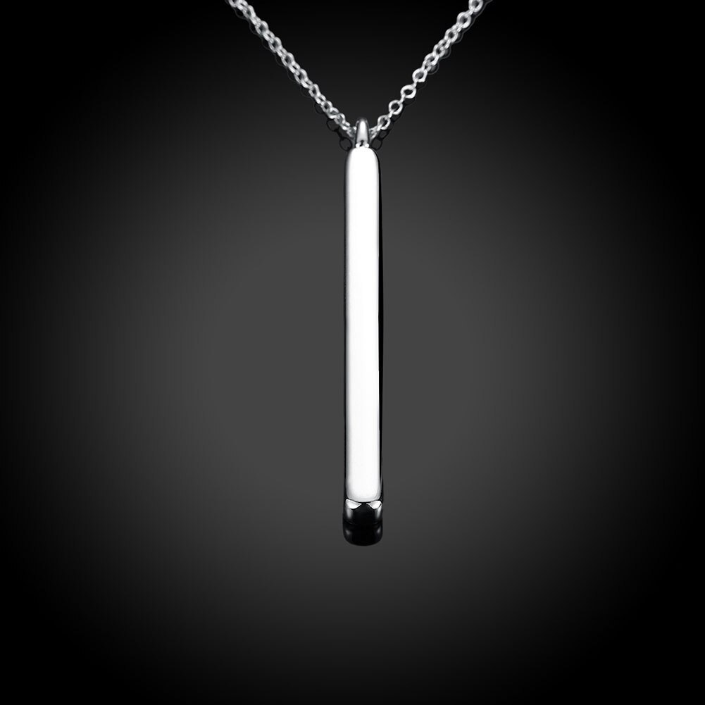 wholesale 925 Stamp Silver color Cuboid geometry Pendant Necklace For Women 18 inch girl gift high quality party wedding Jewelry