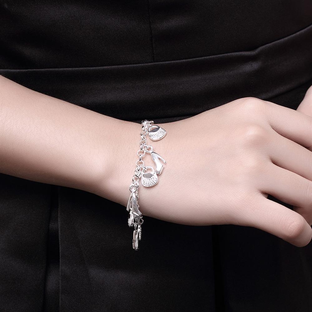 Hot charm 925 Stamp Silver color Bracelet for woman man Shoes and bags chain wild Wedding party Christmas Gifts fashion Jewelry
