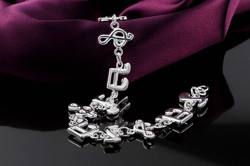 Factory direct fashion 925 Stamp Silver color Bracelet for woman Music notation chain fine Luxury jewelry Wedding party gifts