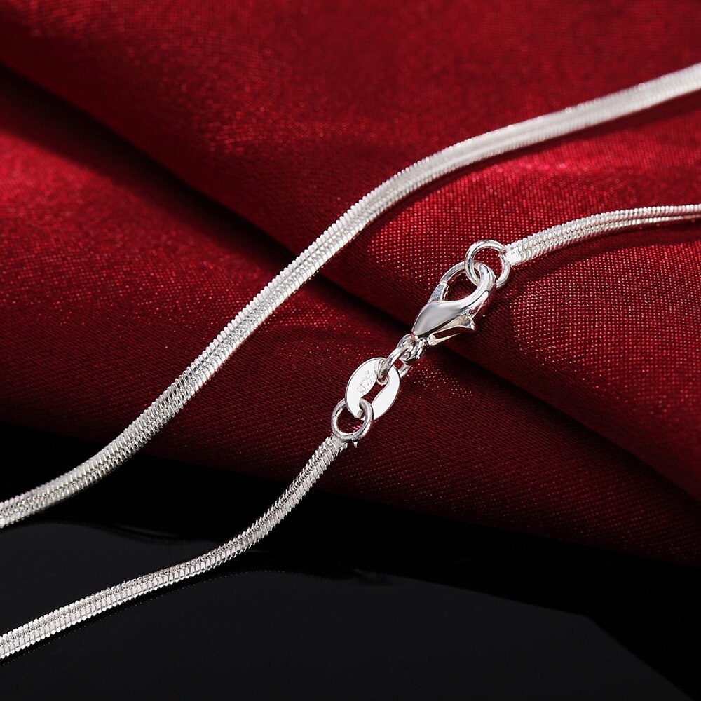 Special offer new 925 Stamp Silver color 16/18/20/22/24/26/28/30 Inches 2MM Flat snake bone chain Necklace Women Men Jewelry
