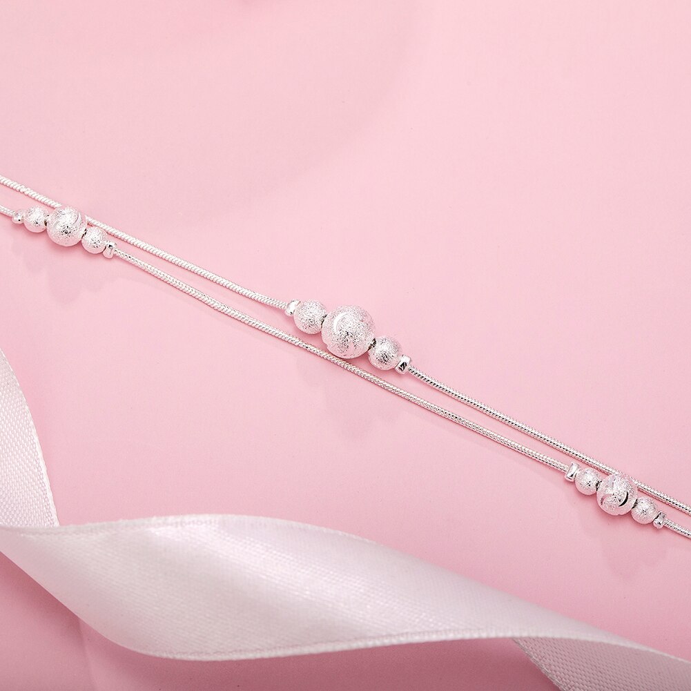 925 Stamp Silver color Geometry beads Chain Bracelet for Women Men Fashion Wedding Fine Jewelry Christmas Gift