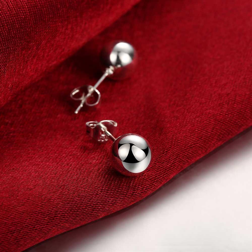 New 925 Stamp Silver color Earrings for man Women 8-10MM Simple beads Ear studs Valentine's Day Gifts Street all-match Jewelry