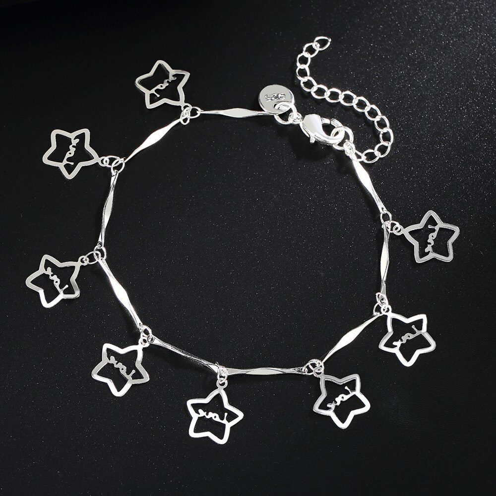 Special offer charm 925 Stamp Silver color Cute star Chain Bracelets for Women Fashion classic Wedding Party Gift Jewelry