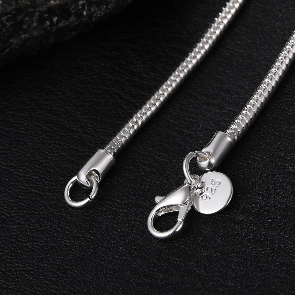 classic 925 Stamp Silver color 1MM/2MM solid Snake Chain Necklace For Men Women Necklaces Fashion party Jewelry for pendant