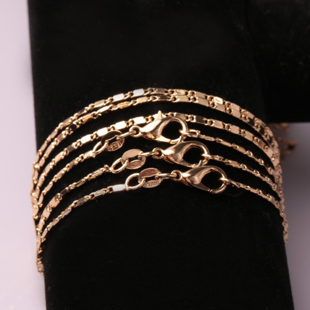 Factory direct New 18K gold Necklaces 16/18/20/22/24 Inches Beautifully 2MM flat Clavicle chains for Men Women Jewelrys Gifts