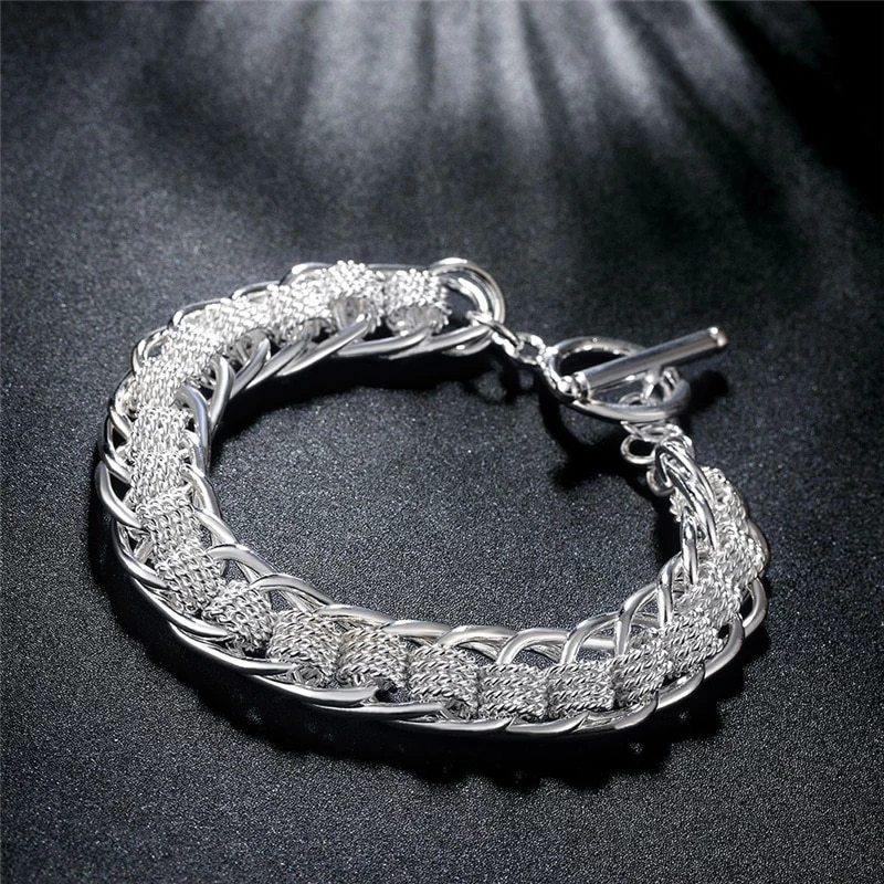 Charm 925 Stamp Silver color Bracelets for woman man new creativity circle chain Wedding party Christmas Gifts fashion Jewelry