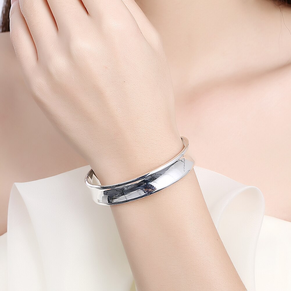 Hot new 925 Stamp Silver color elegants bangle Bracelets for Women adjustable fine Jewelry Fashion Wedding Party Christmas Gifts