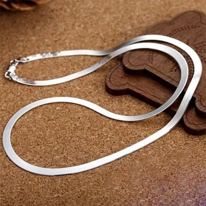 925 Stamp Silver color 4MM chain Necklace for Women Luxury Couple Fine Jewelry Blade Chain wedding gift choker Clavicle