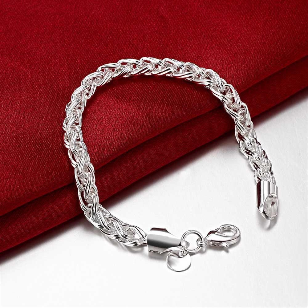 Fashion 925 Stamp Silver color classic 6MM twisted circle chain Bracelet necklace Jewelry sets for women men wedding Party Gifts