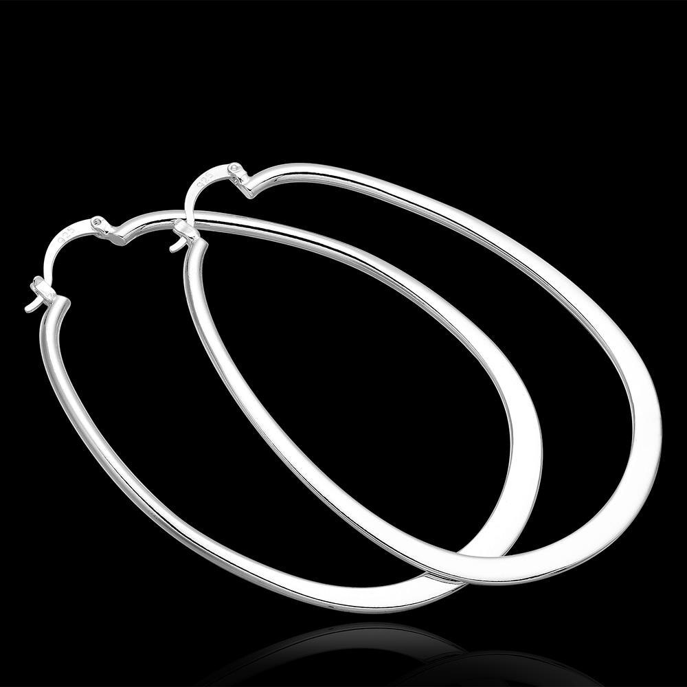 Hot new 925 Stamp Silver color Earring High Quality Fashion for Woman Jewelry flat geometry long Big earrings wedding Gift