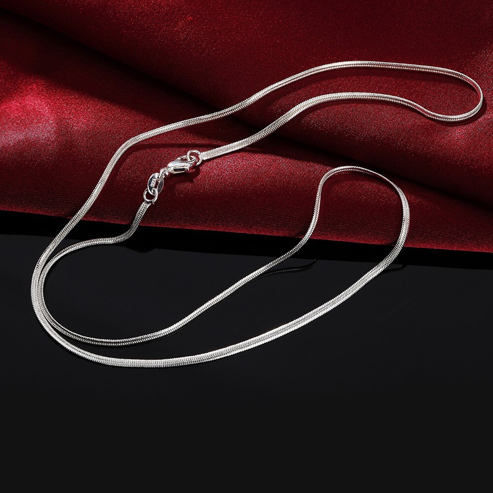 Special offer new 925 Stamp Silver color 16/18/20/22/24/26/28/30 Inches 2MM Flat snake bone chain Necklace Women Men Jewelry