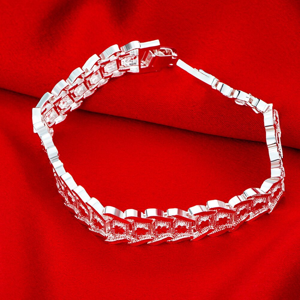 Factory direct fashion 925 Stamp Silver color Bracelet for men woman elegant 12MM chain fine Luxury jewelry Wedding party gifts