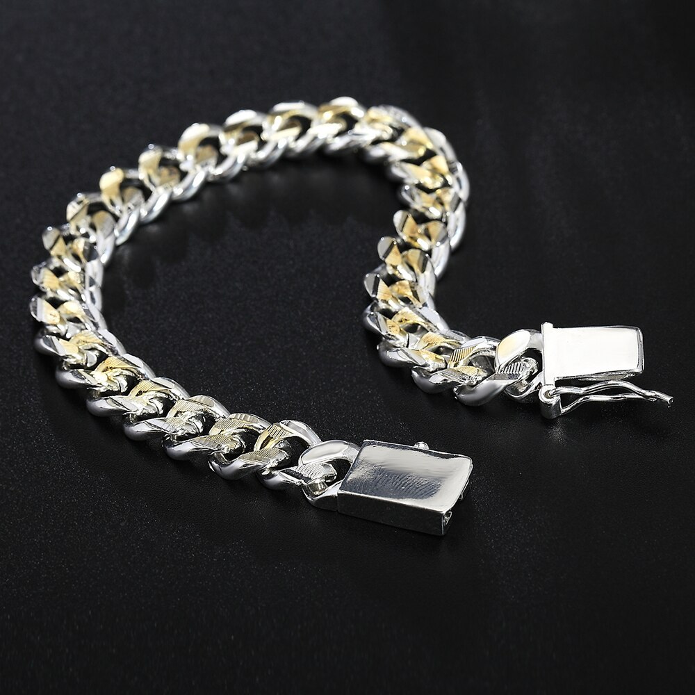 925 Stamp Silver color Bracelet for woman man classic Square buckle gold chain Wedding party Christmas Gifts fashion Jewelry